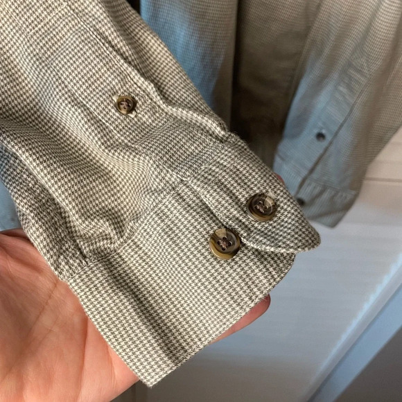 Izod Men’s Houndstooth Long Sleeve Button Down Shirt Size Large Cotton Green - Picture 14 of 16